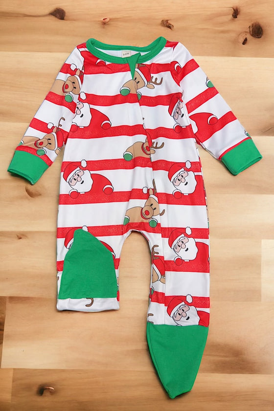 Red nose reindeer & Santa printed baby bodysuit. LR070105loi