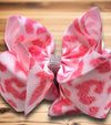 Pink fur simulated print double layer hair bows. (6.5"wide 4pcs/$10.00) BW-DSG-908