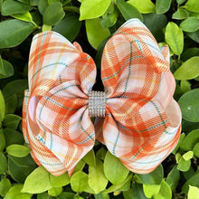  BW-DSG-1069: 6.5"Orange plaid double layer hair bows