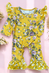 MUSTARD BABY ROMPER WITH FLORAL PRINT. 4522KJEAN