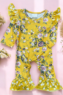  MUSTARD BABY ROMPER WITH FLORAL PRINT. 4522KJEAN