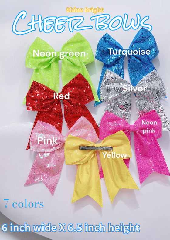 Sequins cheer hair bows w/alligator clip. (6pcs/$10.50) CHEERBOW-2023-B