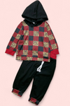 Multi-Printed Checkered hoodie sweatshirt & pants.   LC-PJ-2115690amy