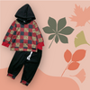 Multi-Printed Checkered hoodie sweatshirt & pants.   LC-PJ-2115690amy