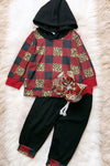 Multi-Printed Checkered hoodie sweatshirt & pants.   LC-PJ-2115690amy