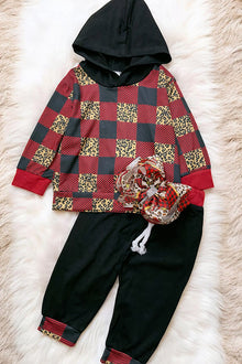  Multi-Printed Checkered hoodie sweatshirt & pants.   LC-PJ-2115690amy