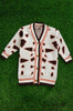 SPOTTED PRINED V NECK CARDIGAN. TPG601122006-AMY