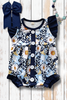 Blue* angel sleeve & ruffle hem baby romper. SR101703-SOL