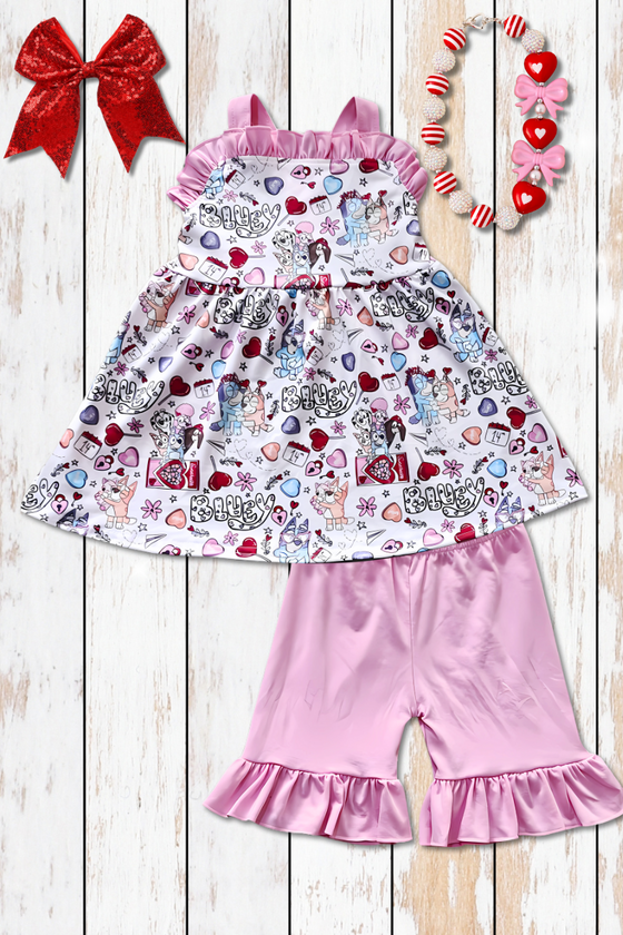 Valentine's Blue* printed girls short set. GSSO101706-SOL