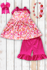 Fuchsia & orange animal printed tunic & fuchsia shorts. GSSO101704-AMY