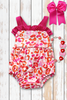 Fuchsia & Orange animal print baby romper. SR101701-SOL