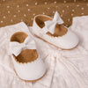 White pleather baby shoes. HM1628