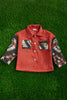 BURNT ORANGE CURDOROY SHACKET WITH AZTEC SLEEVES. TPG651522224-LOI