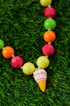 MULTI-COLOR BUBBLE NECKLACE WITH ICE CREAM CONE PENDANT.. (3PCS/$15.00) ACG251323003