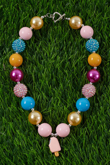  MULTI-COLOR BUBBLE GUM NECKLACE W/ POPSICLE PENDANT. (3PCS/$15.00) ACG25133011