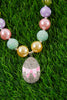 MULTI-COLOR & PRINTED BUBBLE GUM BEAD NECKLACE & EGG PENDANT. 3PCS/$12.00 ACG201323002