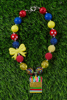  CRAYON BOX /BACK TO SCHOOL BUBBLE GUM BEAD NECKLACE. (3PCS/$15.00) ACG35153011