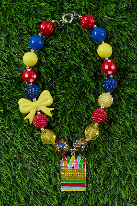 CRAYON BOX /BACK TO SCHOOL BUBBLE GUM BEAD NECKLACE. (3PCS/$15.00) ACG35153011