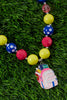 BACK TO SCHOOL BUBBLE GUM BEAD NECKLACE W/BACKPACK PENDANT . (3PCS/$15.00) ACG35153005