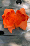 TORRID ORANGE 7.5" FEATHER HAIR BOW DOUBLE LAYER 4PCS/$10.00 BW-750-F