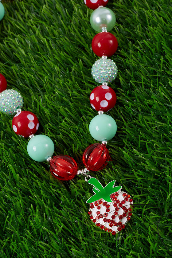 RED & AQUA BUBBLE GUM PENDANT WITH STRAWBERRY PENDANT 3PCS/$15.00 ACG25113033