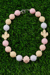 YELLOW & PINK BUBBLE GUM BEAD NECKLACE W/ CACTUS SIDE PENDANTS. 3PCS/$15.00 ACG15153016