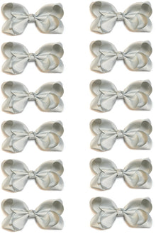  SILVER GRAY 5.5"WIDE HAIR BOWS. 12PCS/$6.50 BW-007-5