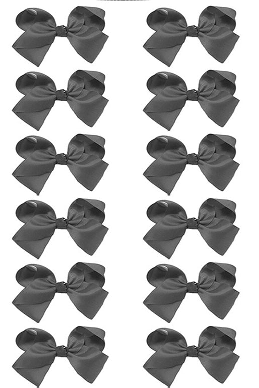 CHARCOAL GRAY 5.5"INCH HAIR BOWS. 12PCS/$6.50 BW-077-5