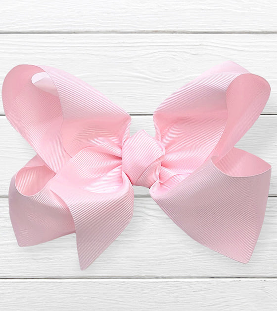 POWDER PINK 7.5" WIDE HAIR BOWS. 12PCS/$18.00 BW-115-P