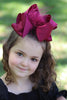 WINE FEATHER HAIR BOW 7.50" WIDE 4PCS/$10.00 BW-275-F