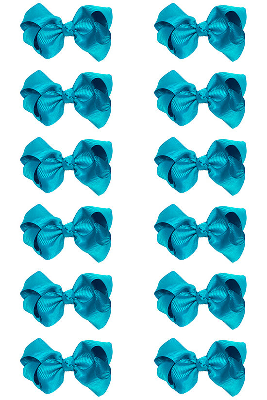 VIVID BLUE 5.5" WIDE HAIR BOWS 12PCS/$6.50 BW-325-5