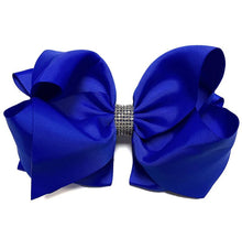  ROYAL BLUE RHINESTONE BOW 6.5 " WIDE 5PCS/$10.00 BW-352-S