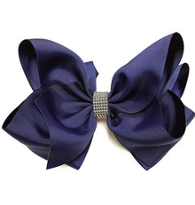  NAVY BLUE RHINESTONE BOW 6.5 " WIDE 5PCS/$10.00 BW-370-S