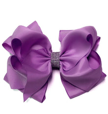  GRAPE PURPLE RHINESTONE BOW 6.5 " WIDE 5PCS/$10.00 BW-463-S