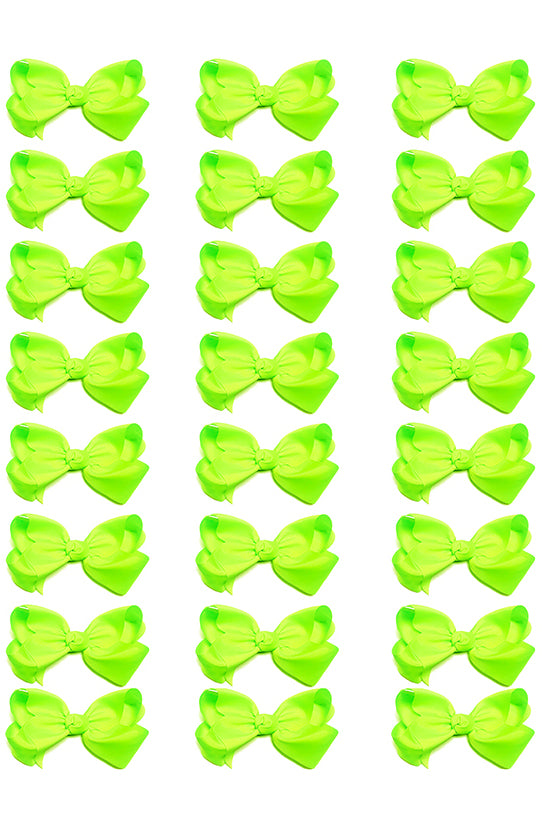 NEON-GREEN 4IN WIDE BOWS 24PCS/$7.50 BW-544-4