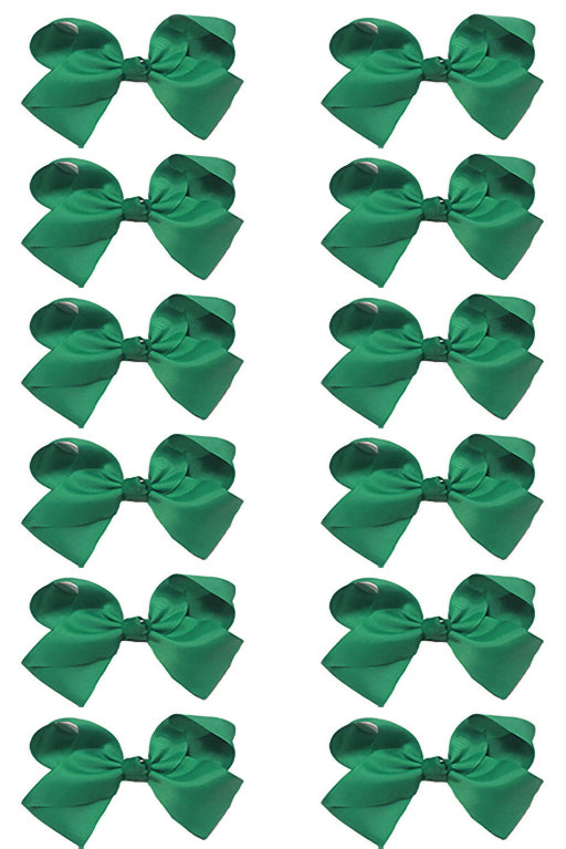 HUNTER GREEN 5.5" WIDE HAIR BOW 12PCS/$6.50  BW-589-5