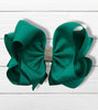 HUNTER GREEN RHINESTONE BOW 6.5 " WIDE 5PCS/$10.00 BW-589-S