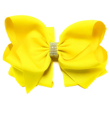  DAFFODIL RHINESTONE HAIR BOW, 6.5" WIDE 5PCS/$10.00 BW-645-S