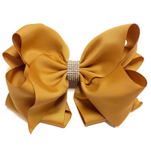  743 GINGER RHINESTONE HAIR BOW, 6.5" WIDE 5PCS/$10.00  BW-743-S