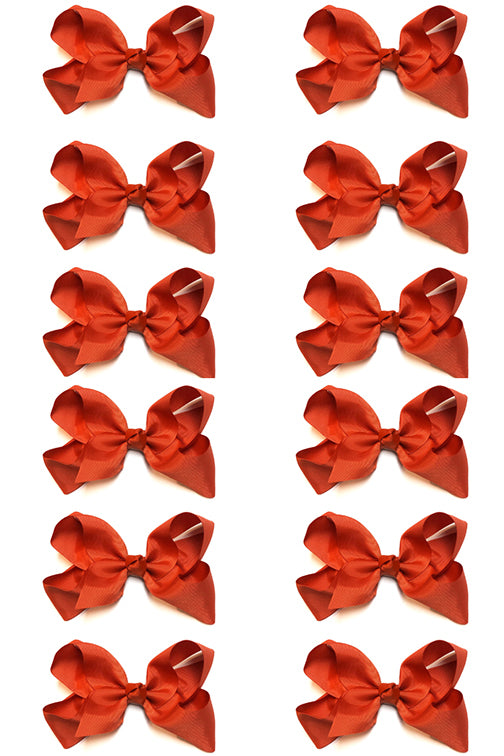 MANDARIN ORANGE 5.5" HAIR BOWS. 12PCS/$6.50 BW-765-5