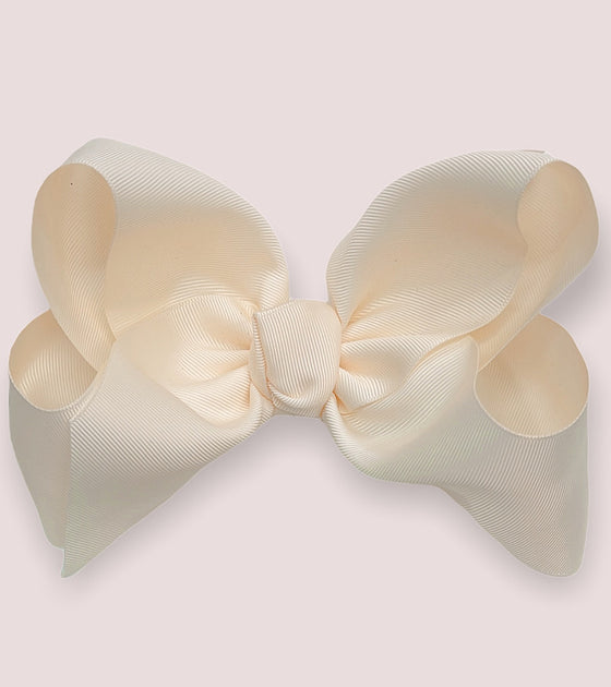 CREAM 7.5" WIDE HAIR BOWS. 12PCS/$18.00 BW-815-P