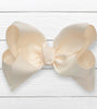 CREAM 7.5" WIDE HAIR BOWS. 12PCS/$18.00 BW-815-P