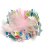 6" FEATHER POLKA DOT MULTI- COLOR HAIR BOW. 4PCS/$10.00  BW-DSG-198