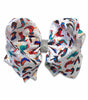 CHICKEN & ROOSTER PRINTED RHINESTONE HAIR BOW 7.5" WIDE 4PCS/$10.00 BW-DSG-244