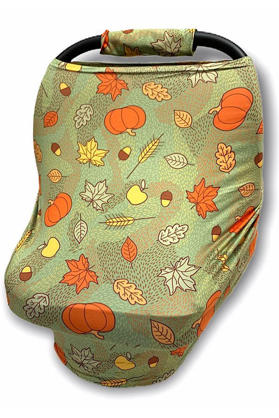 OAK LEAVES  PRINTED ON GREEN CAR SEAT COVER. CZ-DLH1830K