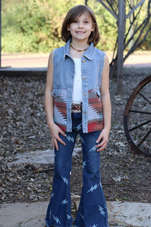  AZTEC DENIM VEST. TPG25113005-AMY