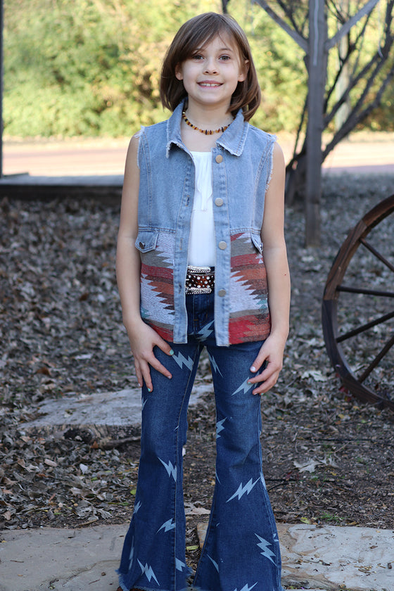 AZTEC DENIM VEST. TPG25113005-AMY