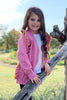 PINK V-NECK SWEATER WITH YELLOW TRIM & RUFFLE TRIM. MY-950323WEN