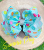 MULTI-COLOR LOLLIPOP PRINTED BOW 7.5" WIDE 4PCS/$10.00 BW-DSG-599