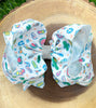 SEASHELL, CACTUS,POPSICLE, & DONUT  PRINTED  BOWS 7.5" WIDE 4PCS/$10.00 BW-DSG-617